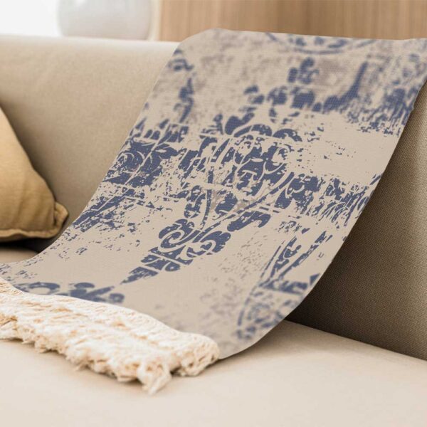Velvet Throw Soft & Light for Sofa Cream Vintage Print