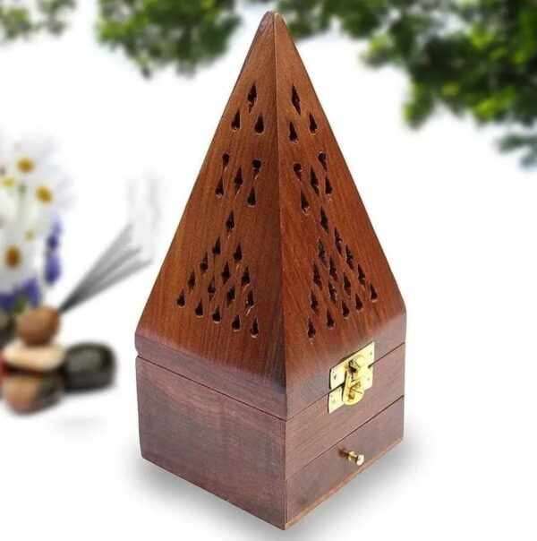 Wooden Esfand and Bakhoor Burner - Pyramid