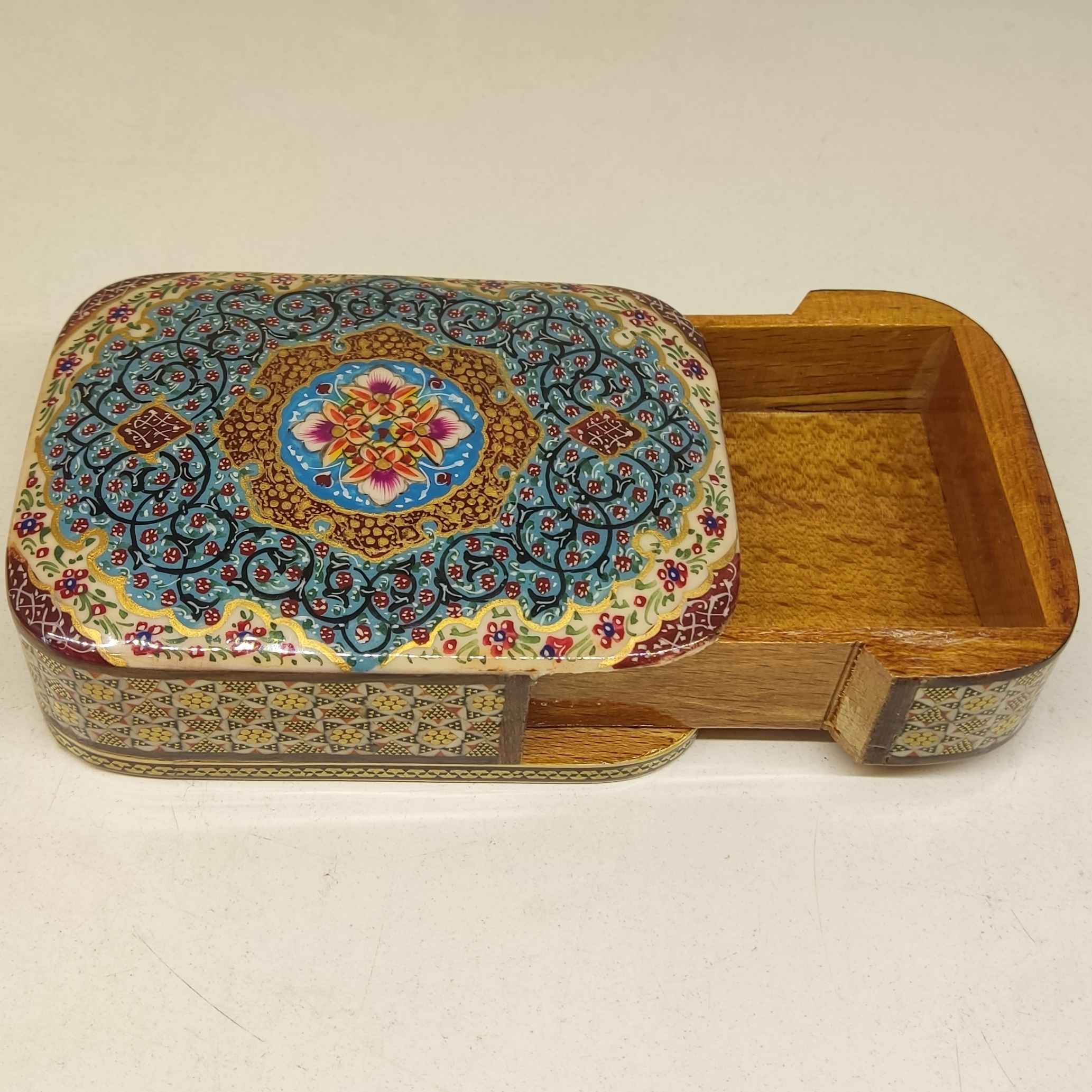 Persian Wooden Playing Card Box – Khatam Enameled Floral