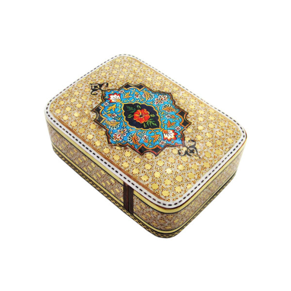 Persian Wooden Playing Card Box - Khatam Enameled with Magnetic Closure