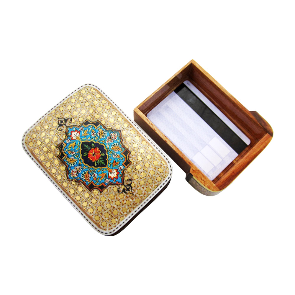 Persian Wooden Playing Card Box – Khatam Enameled with Magnetic Closure