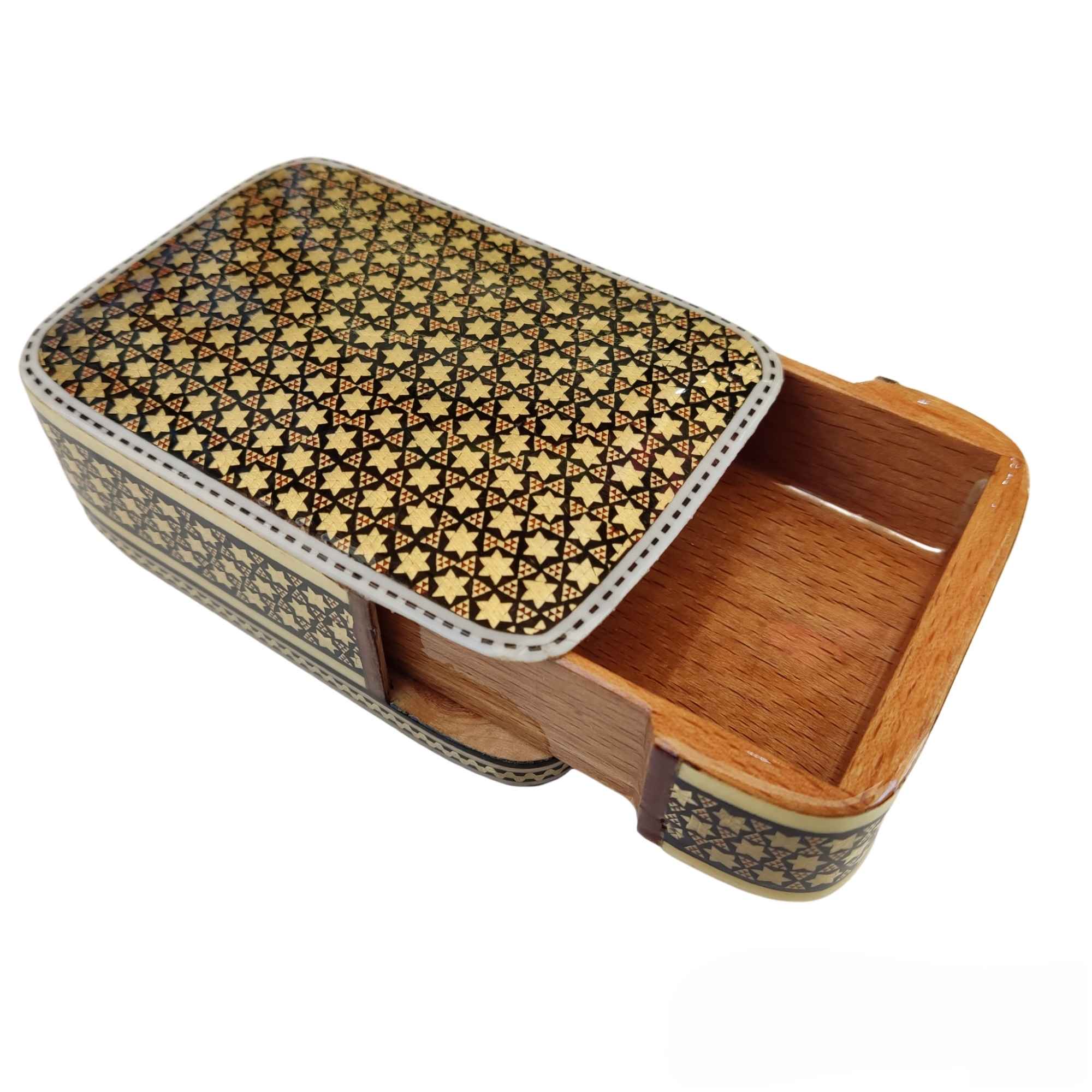 Persian Wooden Playing Card Box – Khatam Enameled Star