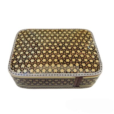 Persian Wooden Playing Card Box – Khatam Enameled Star