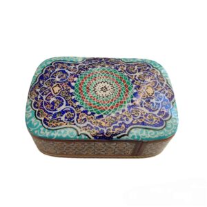 Wooden Playing Card Box with Persian Khatamkari Tazhib