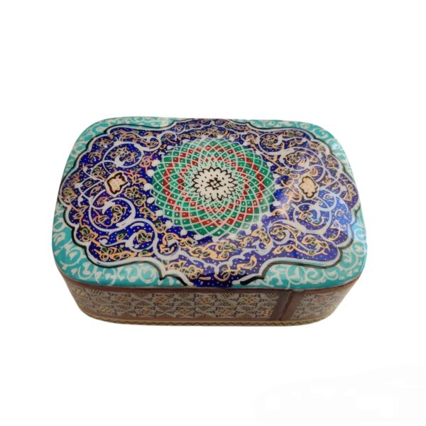 Persian Wooden Playing Card Box - Khatam Enameled Tazhib