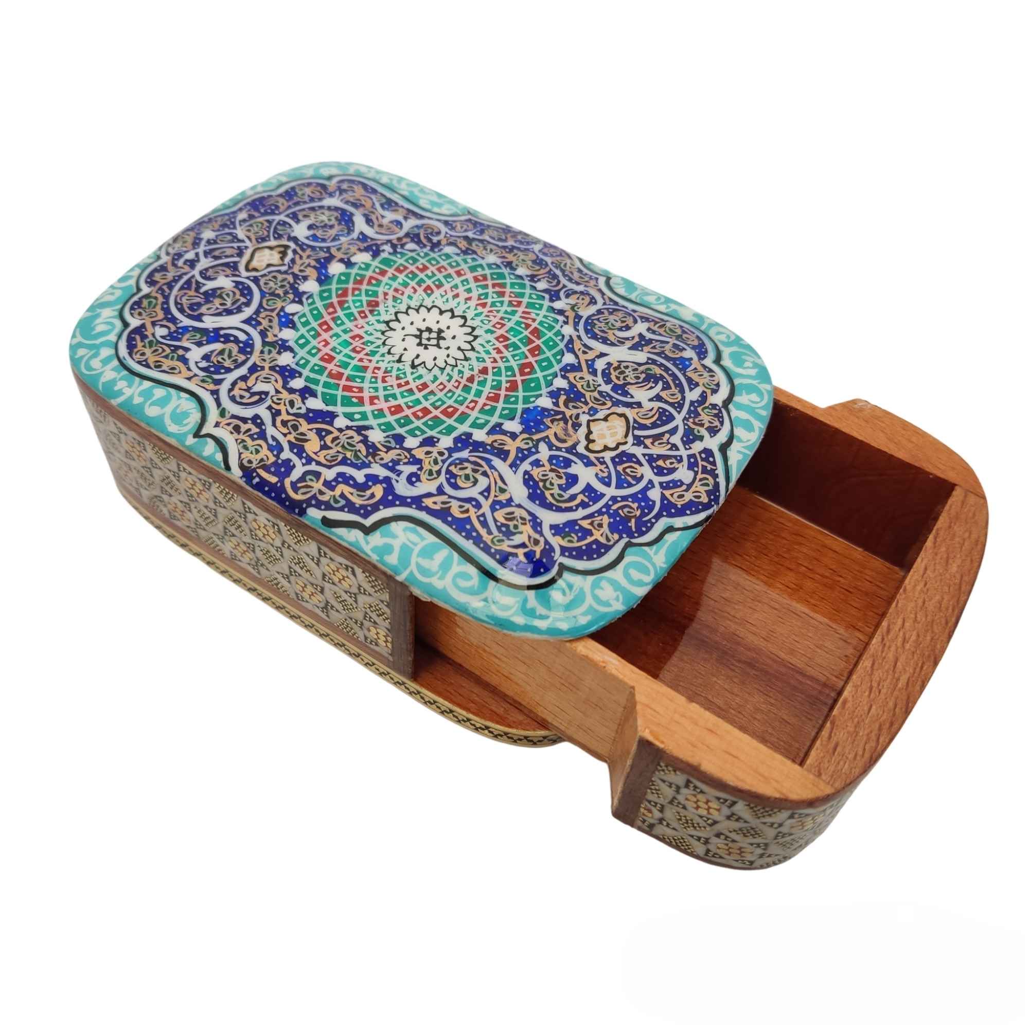 Persian Wooden Playing Card Box – Khatam Enameled Tazhib