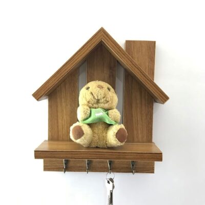 Decorative & Handcrafted Wall Key Holder with Shelf & Cottage Design