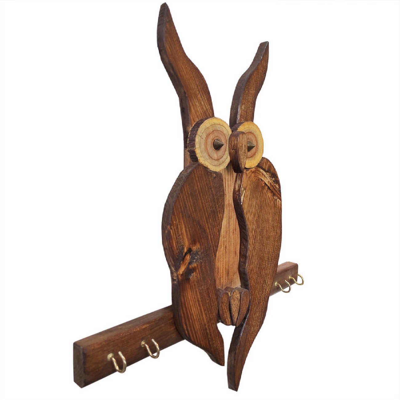 Decorative & Handcrafted Wall Key Holder with Long-eared Owl Design for Entryway