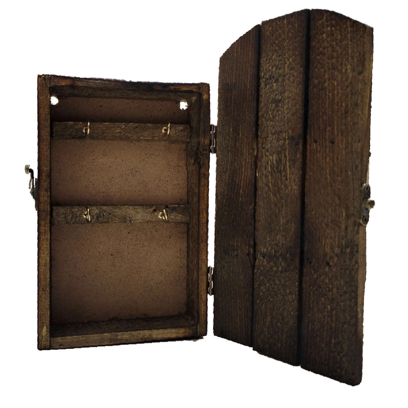 Handcrafted Persian Wooden Wall Key Holder with Traditional Style Old House Door Design