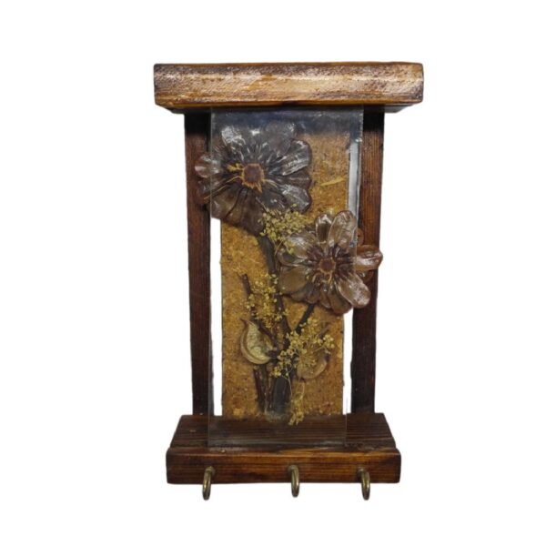 Decorative & Handcrafted Wall Key Holder with Flowers & Glass Design