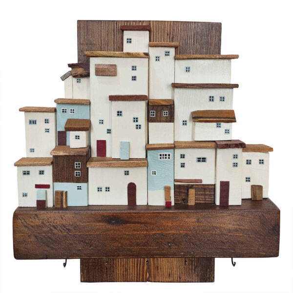 Decorative & Handcrafted Wall Key Holder with Village Design