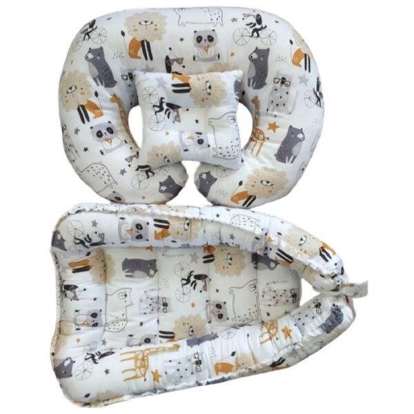 3 Piece Cotton Baby Nest Set with Animal Design