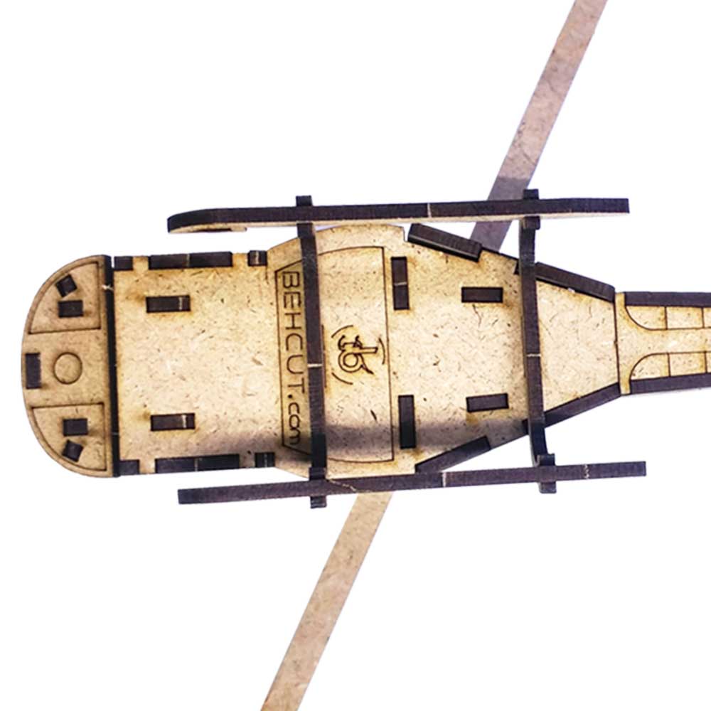 49-Piece Wooden 3D Puzzle Model Kit – Helicopter