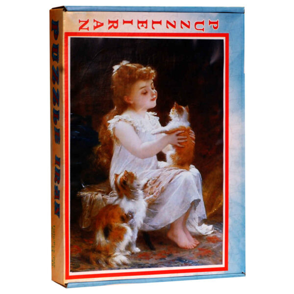 500-Piece Jigsaw Puzzle: A Girl with Her Cats – Charming & Fun