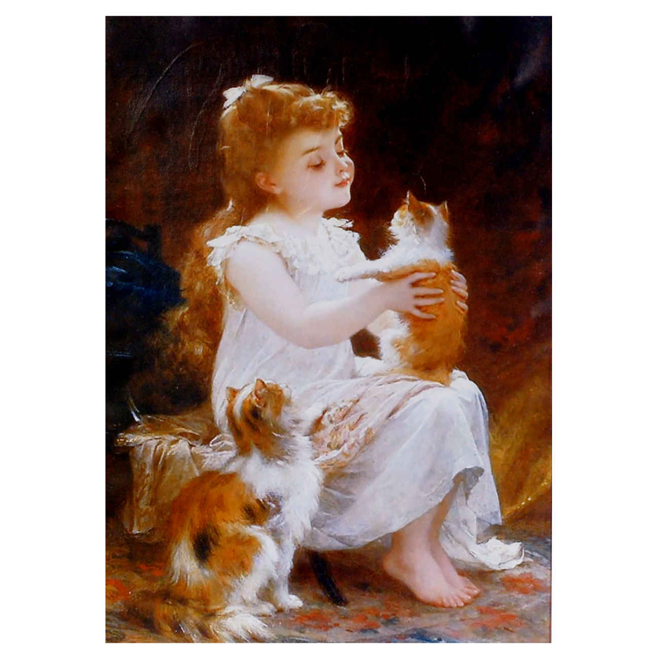 500-Piece Jigsaw Puzzle: A Girl with Her Cats – Charming & Fun