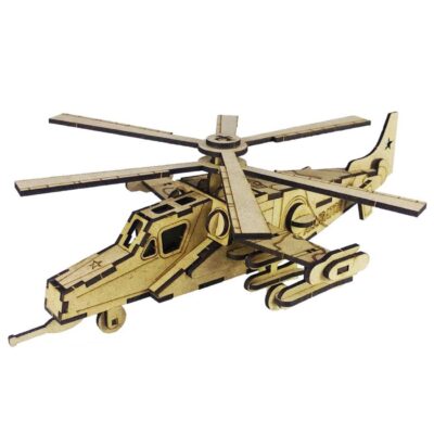 64-Piece Wooden 3D Puzzle Model Kit – Attack Helicopter