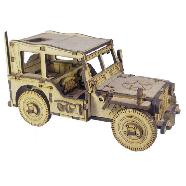 78-Piece Wooden 3D Puzzle Model Kit - Military Jeep