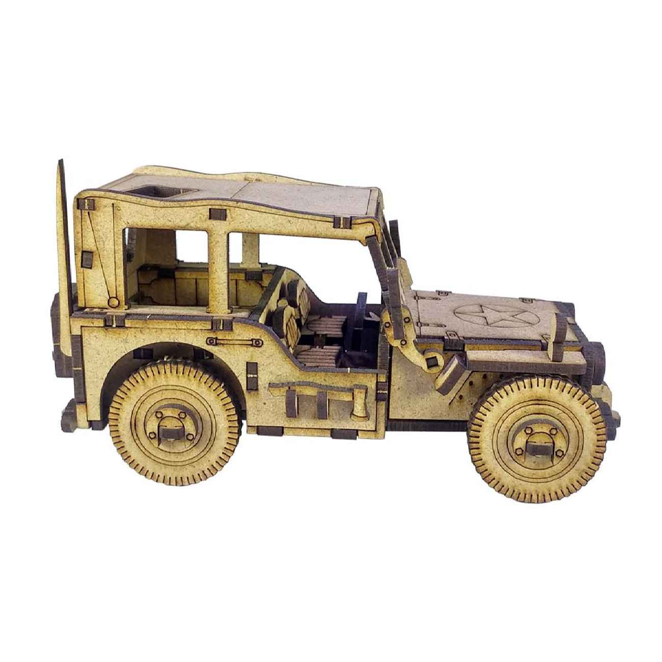 78-Piece Wooden 3D Puzzle Model Kit – Military Jeep