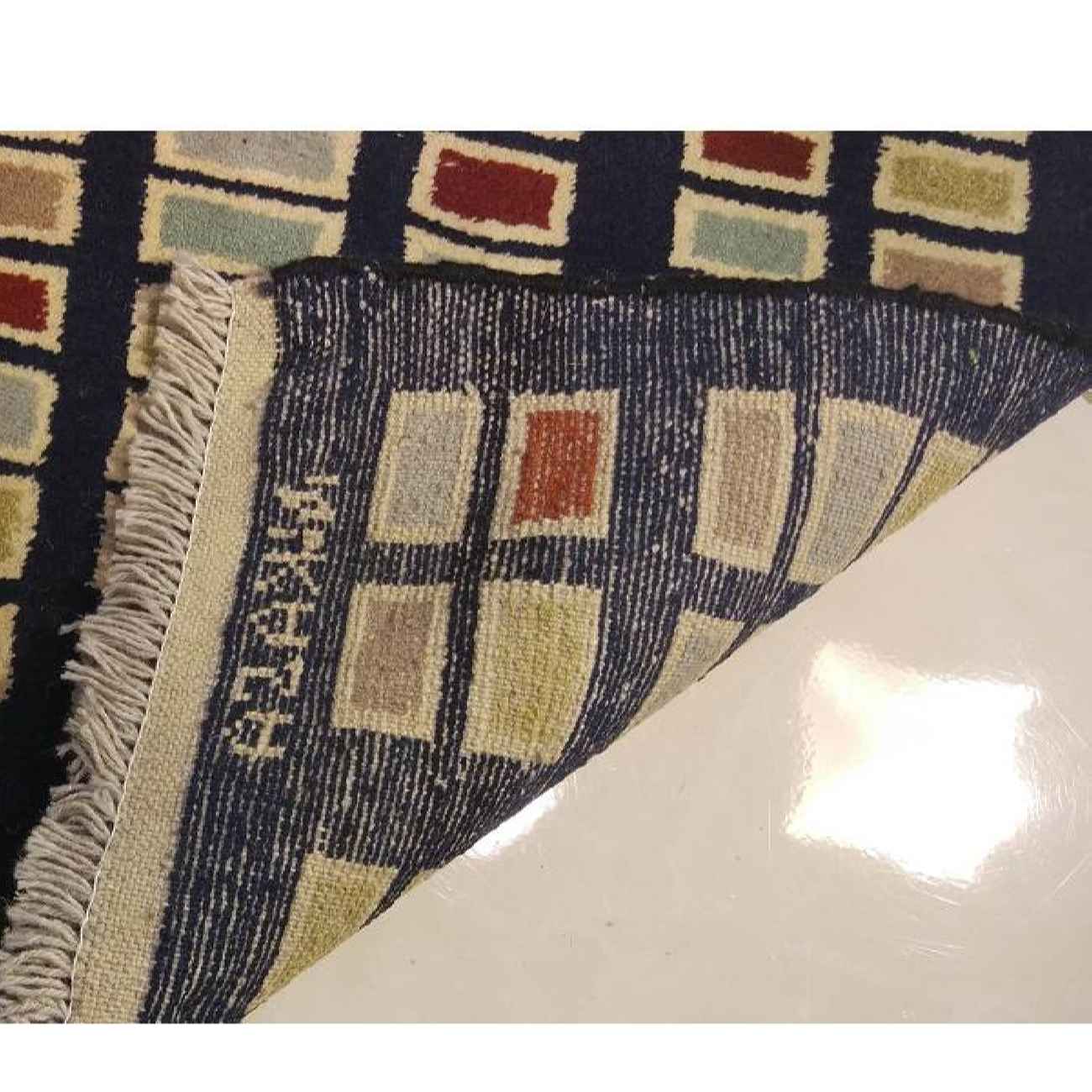 Genuine Persian Gabbeh Wool Rug Handwoven in Fars Geometric Black