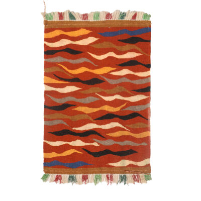 Artisan Persian Wool Kilim Rug Handwoven in Isfahan Wave Red
