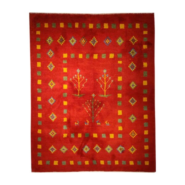 Authentic Genuine Persian Gabbeh Wool Rug Handwoven Bordered