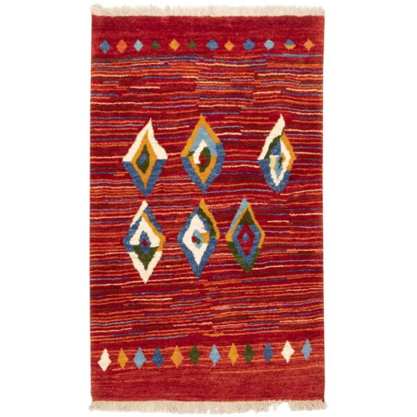 Authentic Persian Gabbeh Wool Rug Handwoven in Fars Geometric