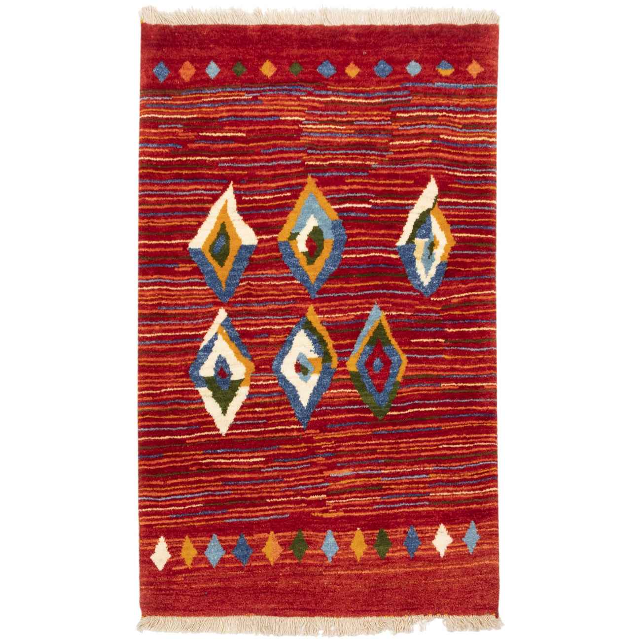 Authentic Persian Gabbeh Wool Rug Handwoven in Fars Geometric