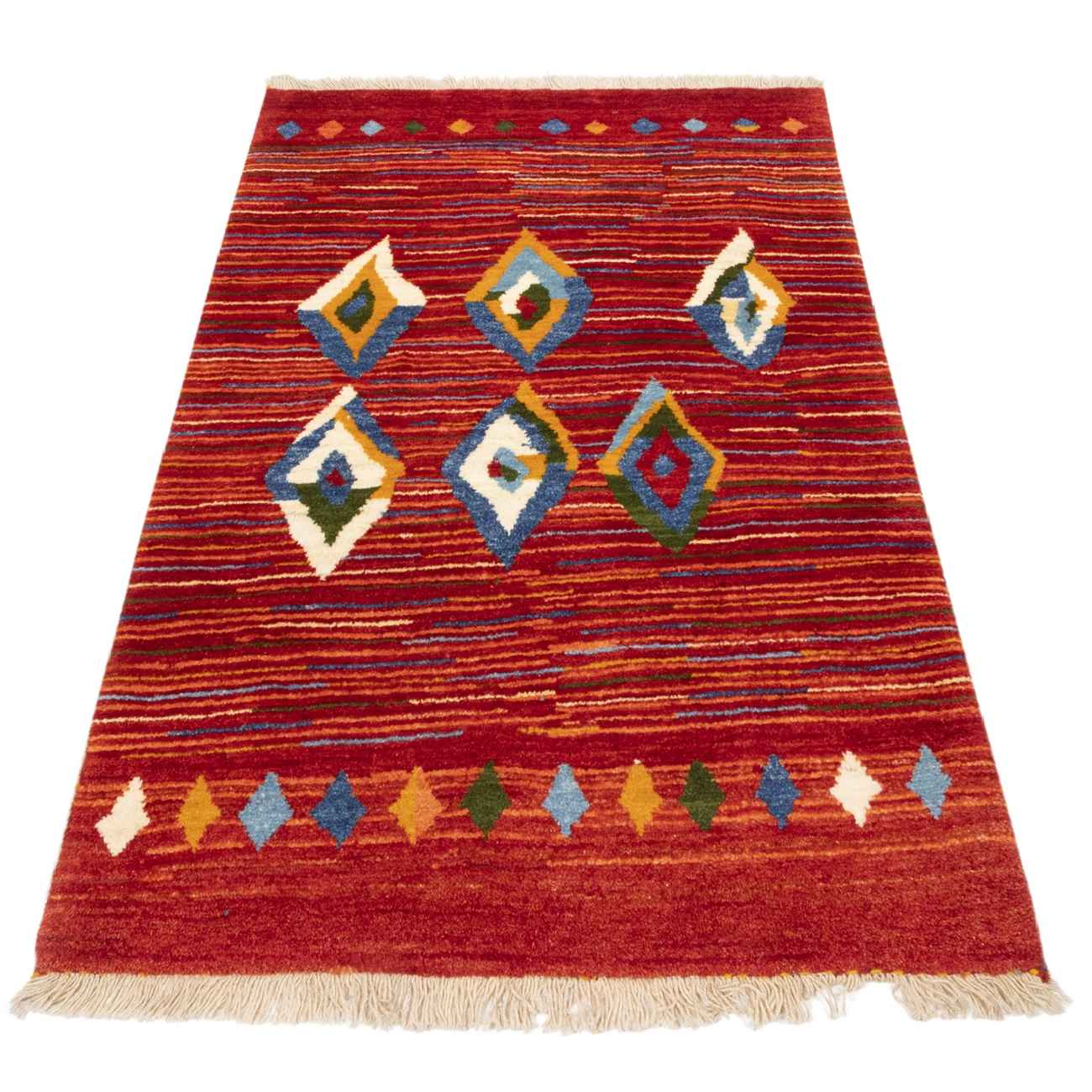 Authentic Persian Gabbeh Wool Rug Handwoven in Fars Geometric