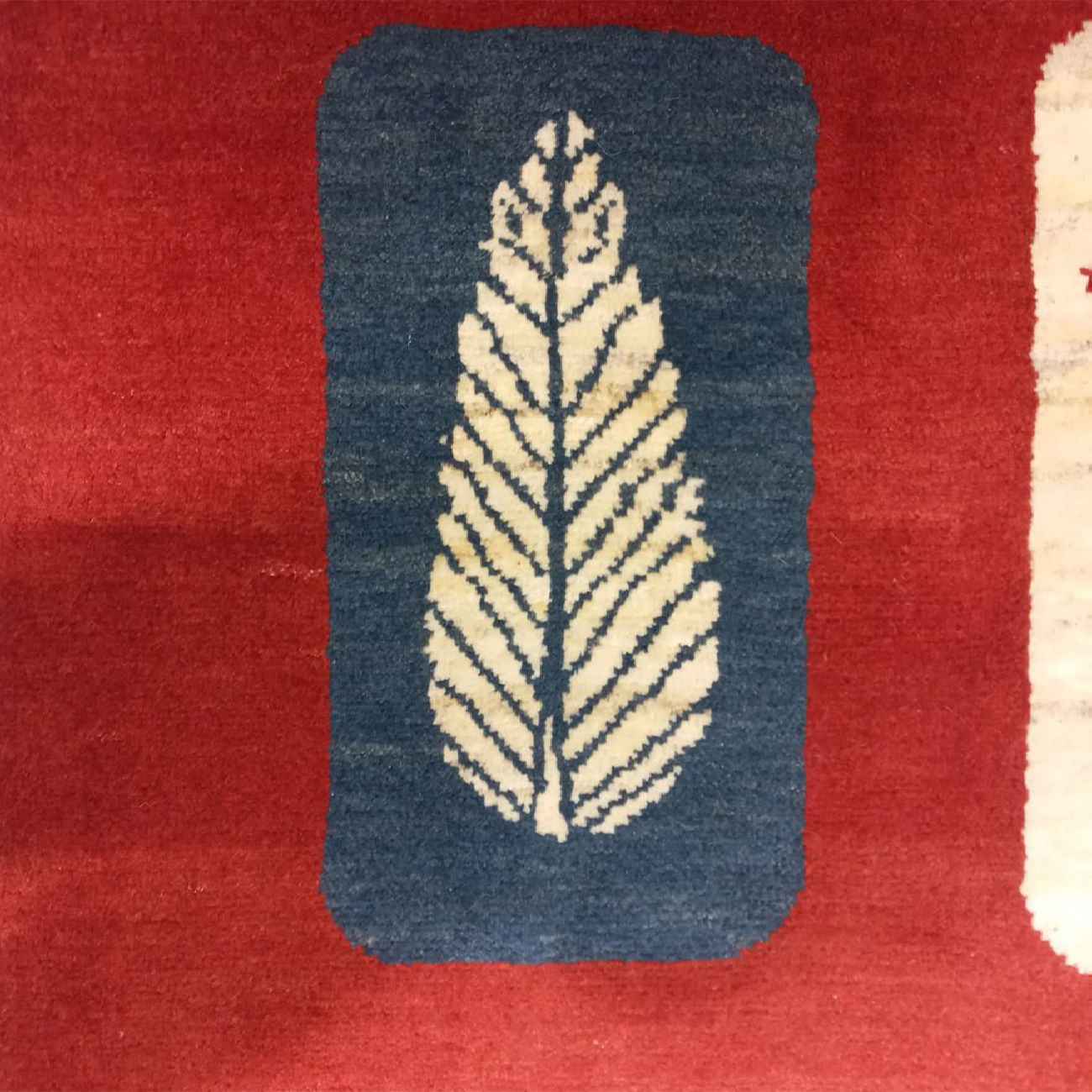 Authentic Persian Gabbeh Wool Rug Handwoven Leaf Motifs