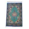 Authentic Persian Silk Carpet Hand-Knotted in Qom Lachak Toranj