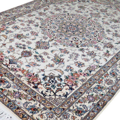 Authentic Persian Silk Carpet Hand-Knotted in Nain Lachak Toranj