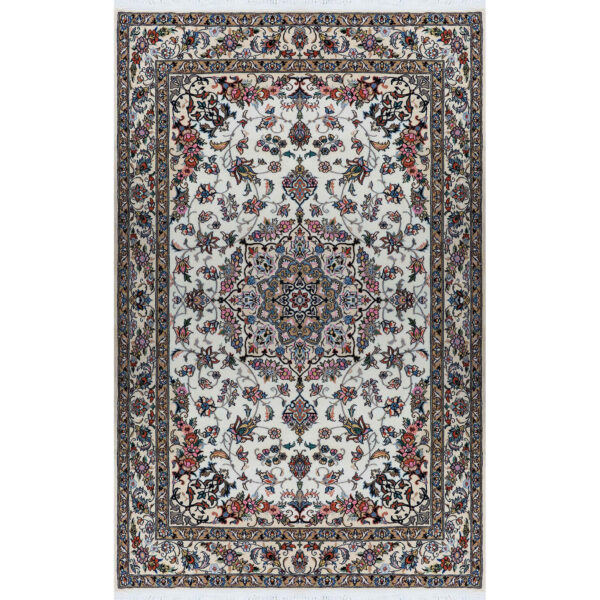 Authentic Persian Silk Carpet Hand-Knotted in Nain Lachak Toranj