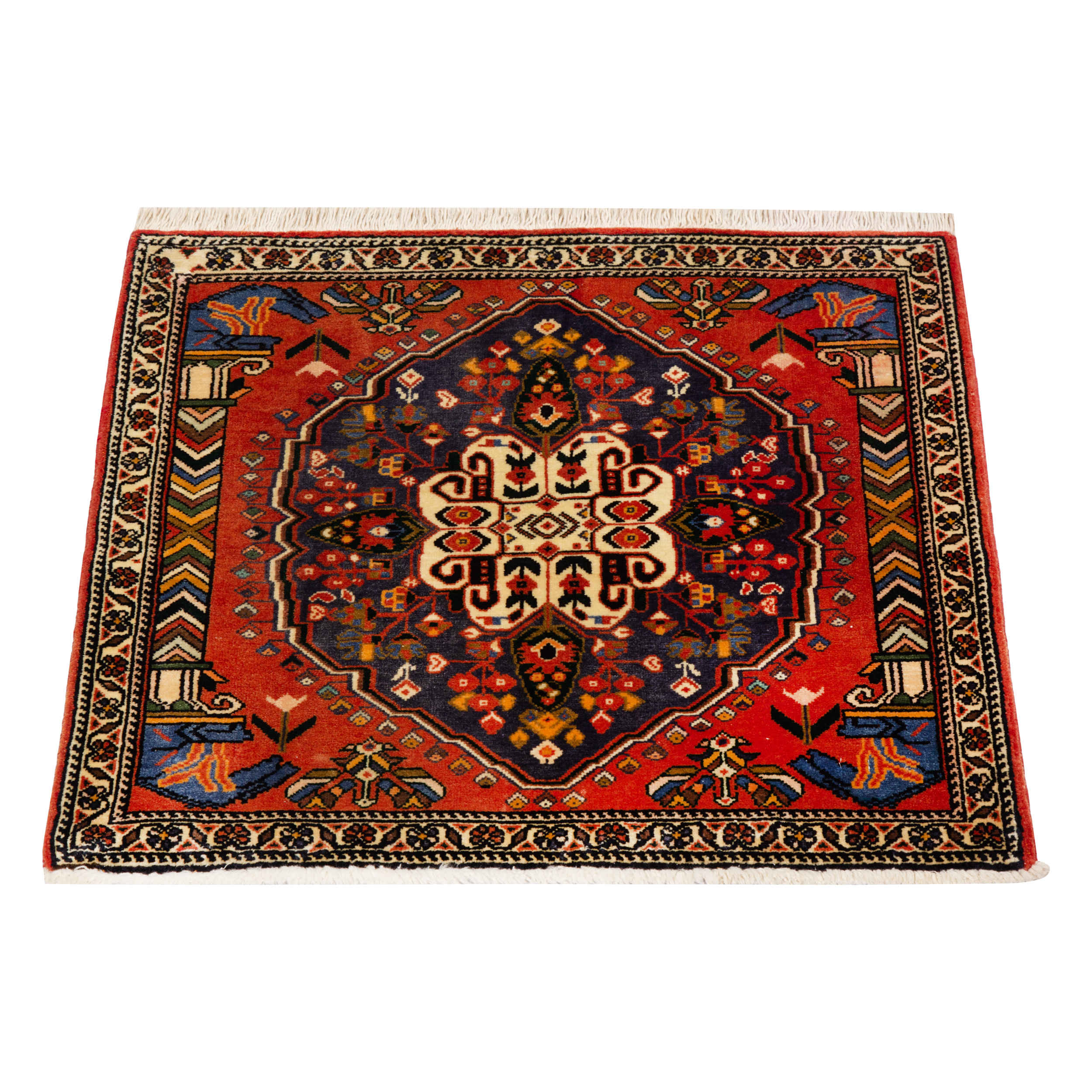 Authentic Persian Wool Carpet Hand-Knotted in Fars Qashqai Brick Red