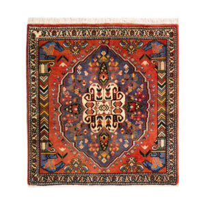 Authentic Persian Wool Carpet Hand-Knotted in Fars Qashqai Brick Red