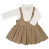 Girl's Pinafore Overall Dress Set with a Mini Rabbit Design Bag