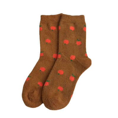 Boucle Socks for Women with Cherry Design