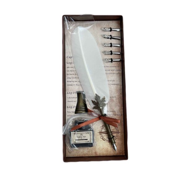Feather Pen Set with Replaceable Metal Tip