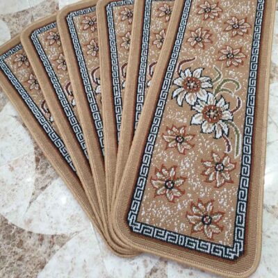 Carpet Stair Tread Indoor – Persian Inspired Floral Design, 6 Pcs