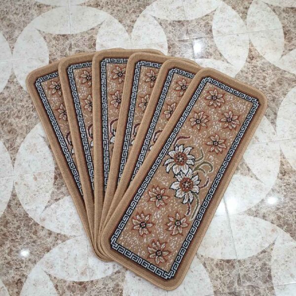 Carpet Stair Tread Indoor – Persian Inspired Floral Design, 6 Pcs