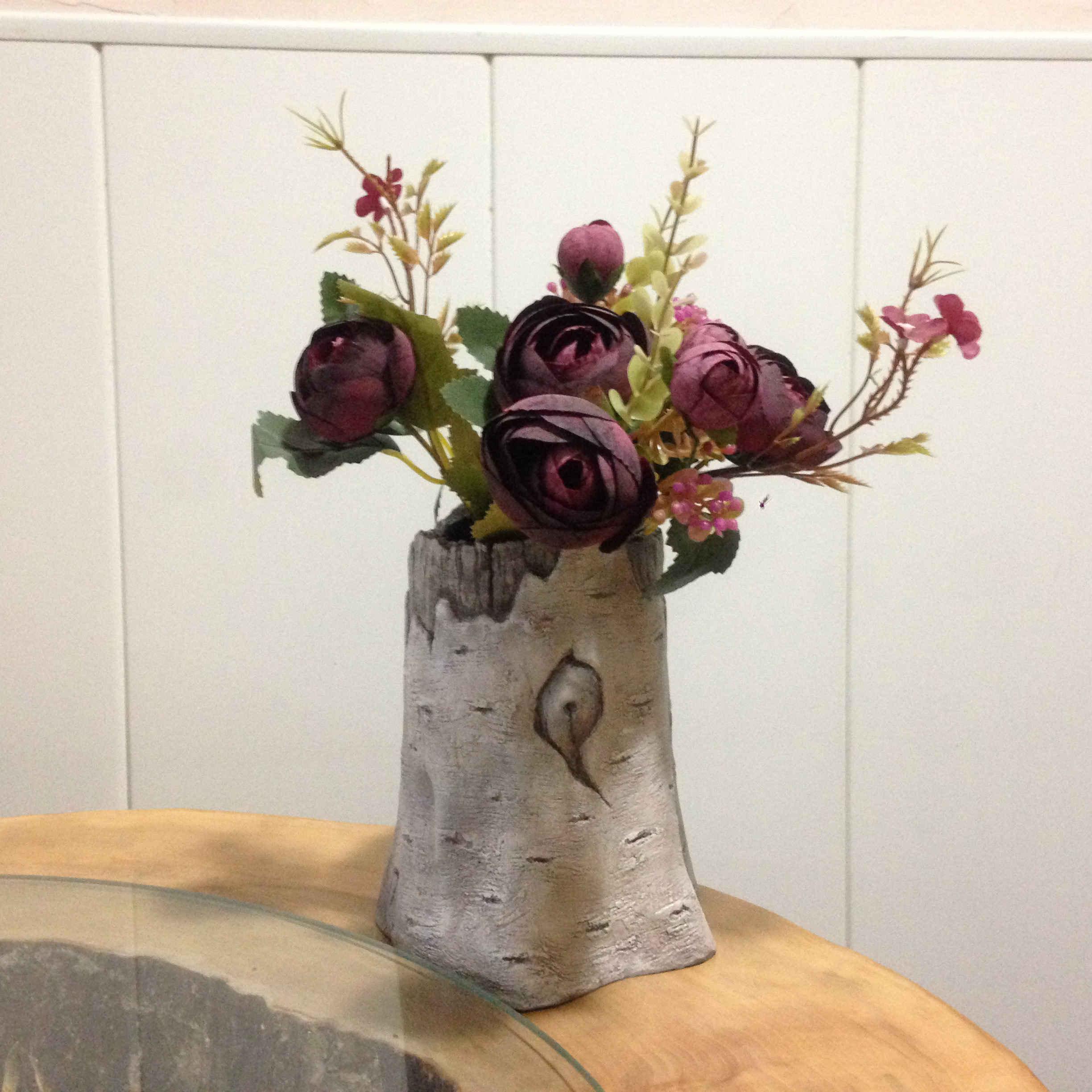 Concrete Vase Handcrafted with Tree Trunk Design