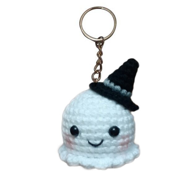 Handmade Crochet Keychain - White Ghost Design