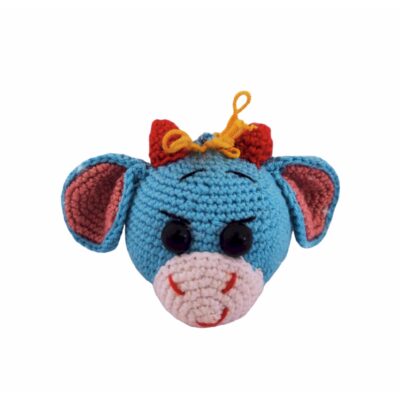 Handmade Crochet Keychain – Cow Head Shape