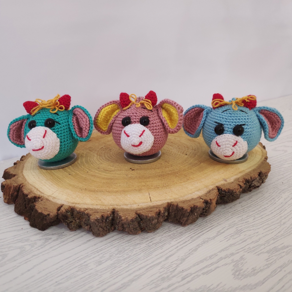 Handmade Crochet Keychain – Cow Head Shape