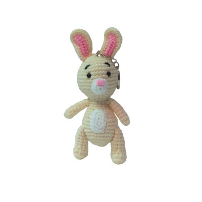 Handmade Crochet Keychain – Yellow Rabbit Animal Shape