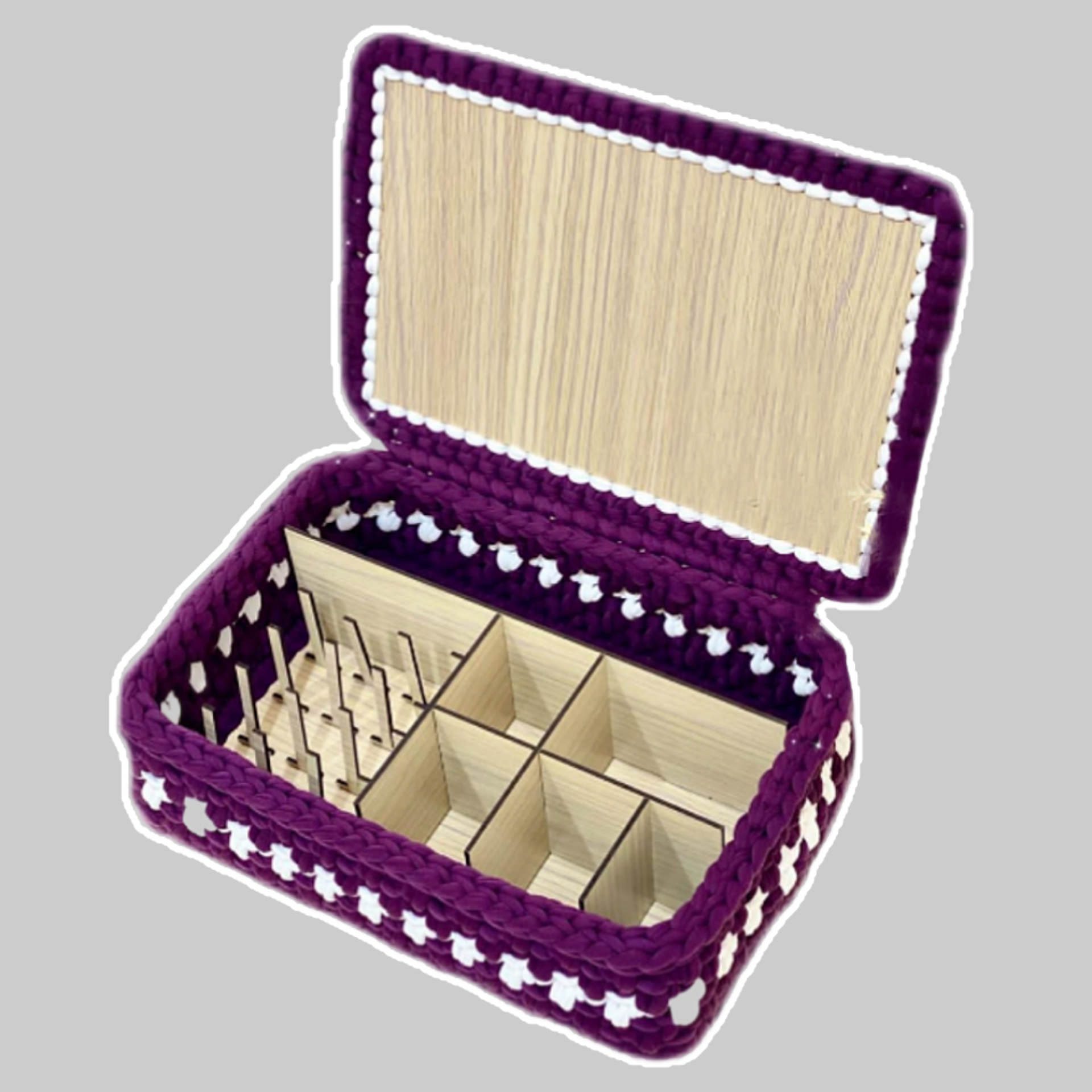 Crochet Sewing Basket with Multiple Compartments