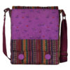 Crossbody Shoulder Bag with Floral Striped Pattern in Purple for Women