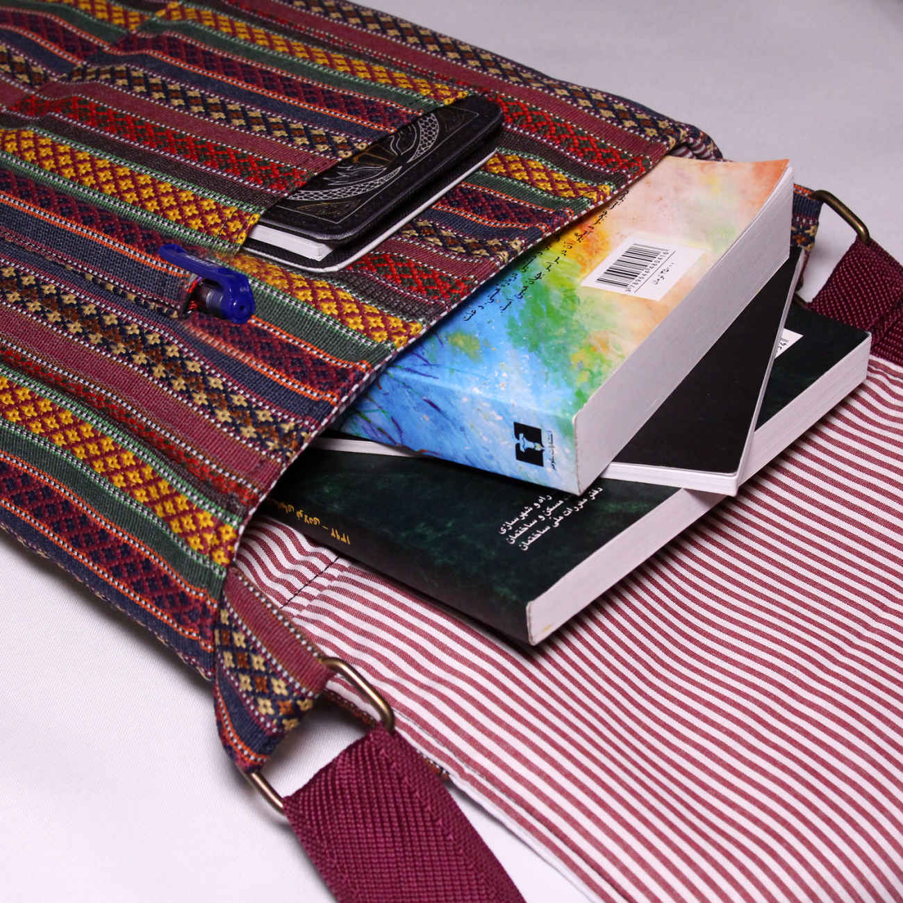 Traditional Striped Crossbody Shoulder Bag for Women