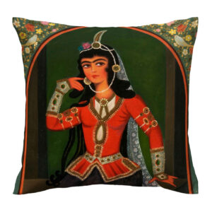 Velvet Cushion Cover – Traditional Iranian Lady Design (Set of 2)
