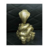 Decorative Brass Snake Coiled on Money Figurine - Symbolic Reptile Art