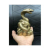 Decorative Brass Snake Coiled on Money Figurine - Symbolic Reptile Art
